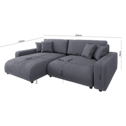Диван угловой Inspira Furniture Sara SF Left Lincoln 90 (Dark Grey) Thumb