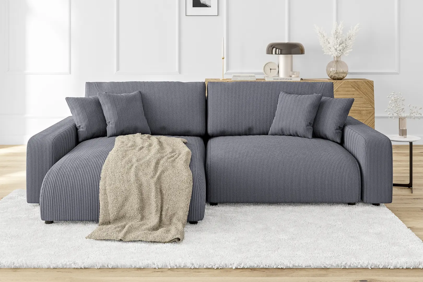 Диван угловой Inspira Furniture Sara SF Left Lincoln 90 (Dark Grey)