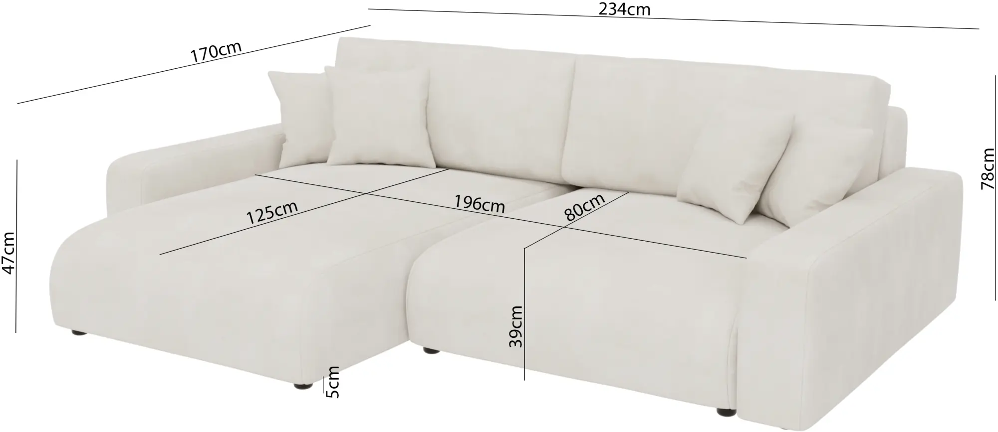 Диван угловой Inspira Furniture Sara SF Left Pretty 05 (Cream)