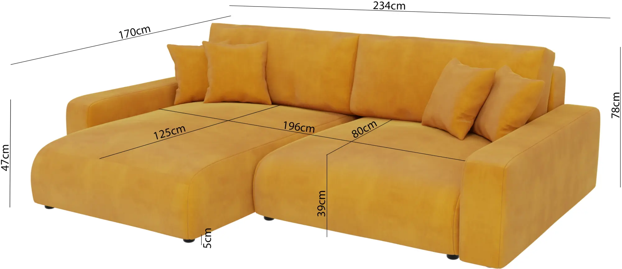 Canapea de colt Inspira Furniture Sara SF Left Pretty 10 (Yellow)