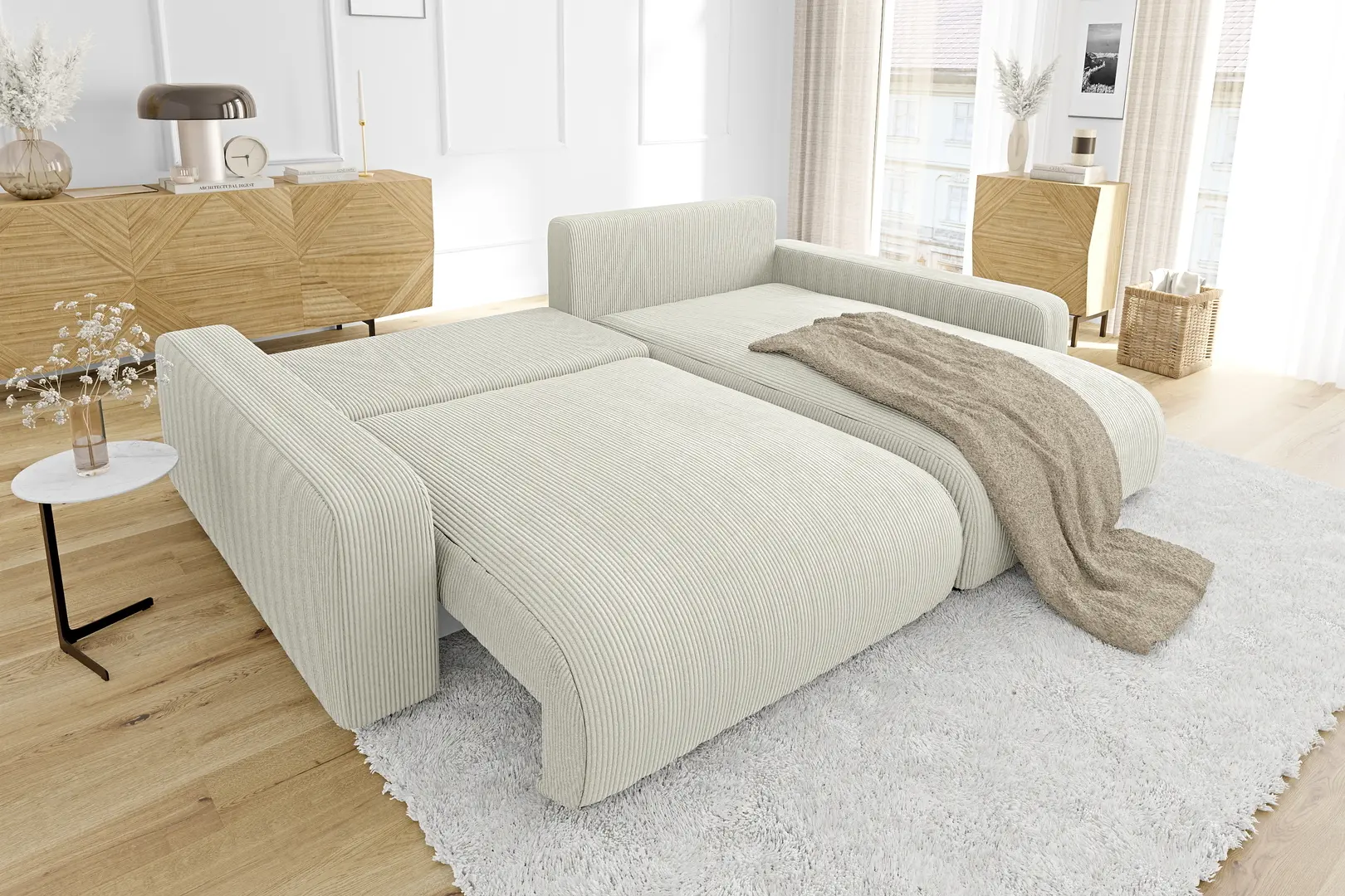 Canapea de colt Inspira Furniture Sara SF Right Lincoln 03 (Beige)