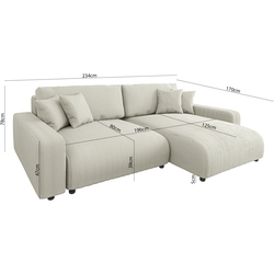 Canapea de colt Inspira Furniture Sara SF Right Lincoln 03 (Beige) Thumb