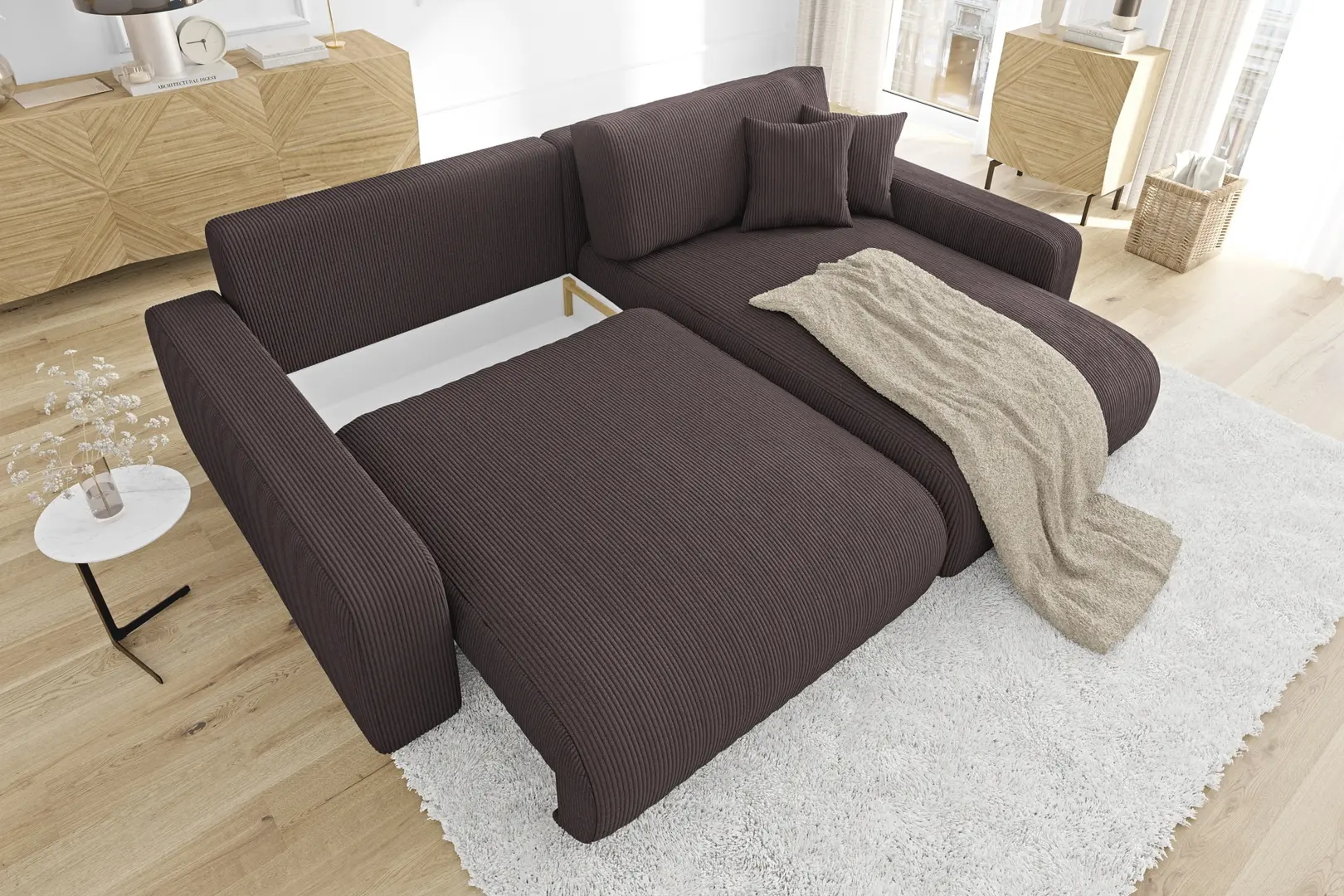 Canapea de colt Inspira Furniture Sara SF Right Lincoln 29 (Brown)