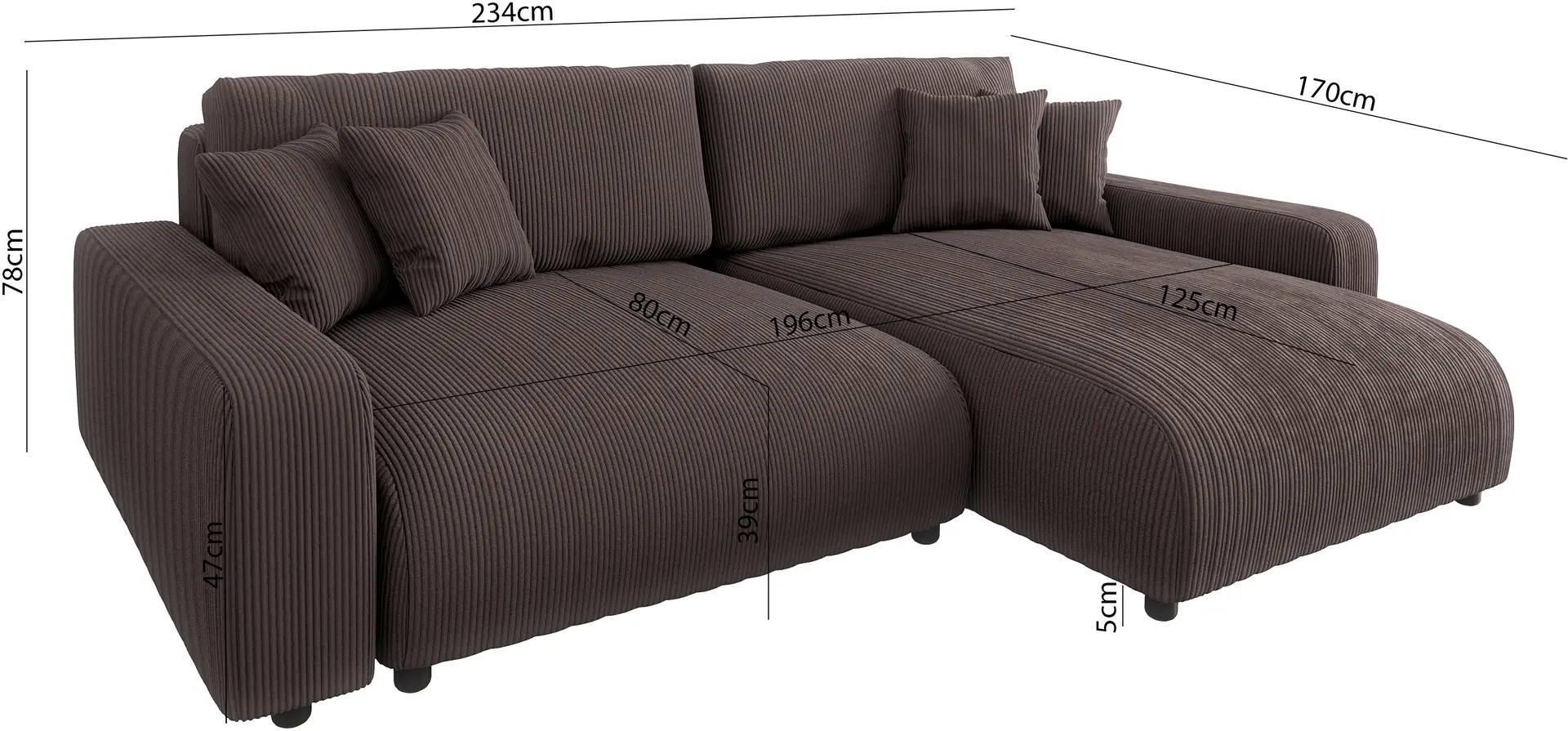 Canapea de colt Inspira Furniture Sara SF Right Lincoln 29 (Brown)