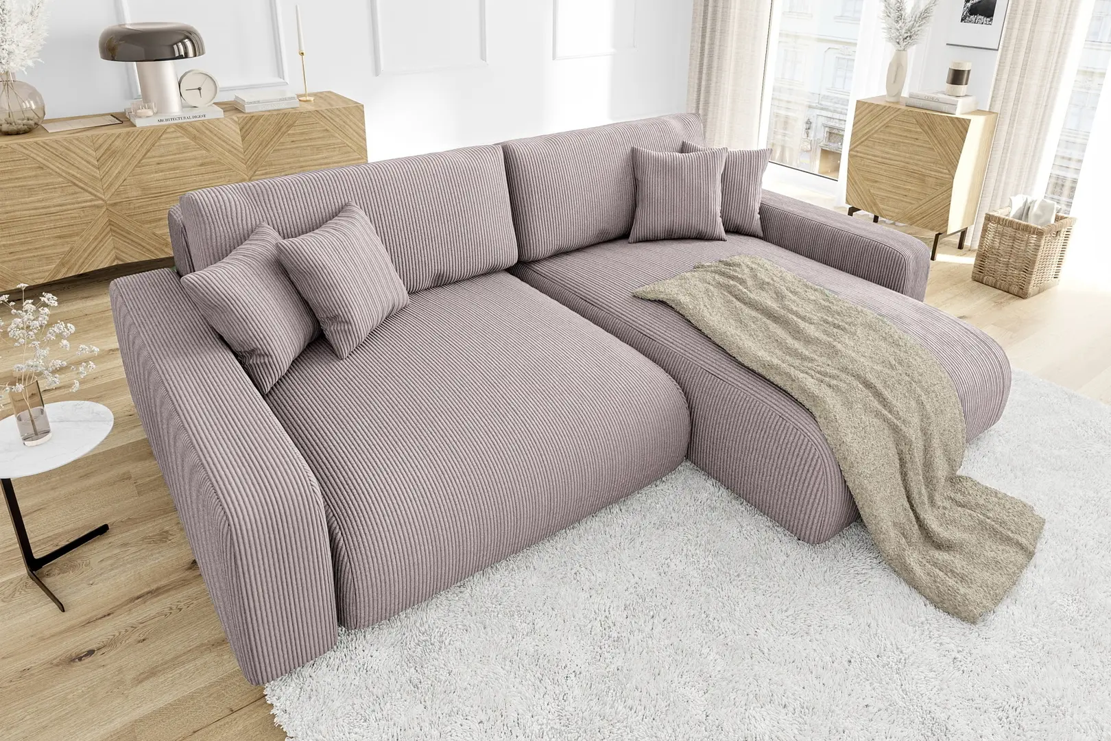 Диван угловой Inspira Furniture Sara SF Right Lincoln 61 (Pink)