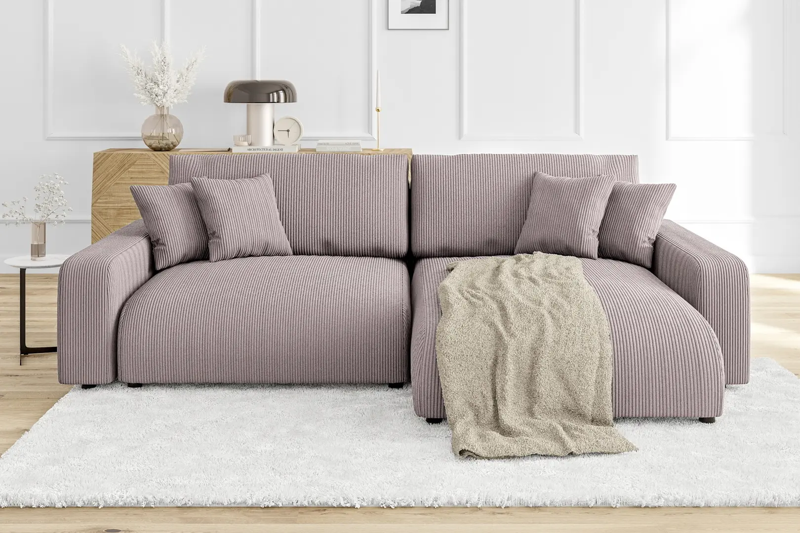 Диван угловой Inspira Furniture Sara SF Right Lincoln 61 (Pink)