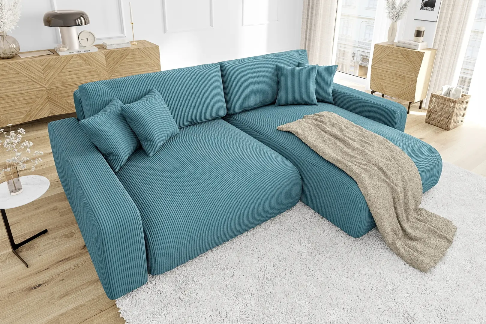Canapea de colt Inspira Furniture Sara SF Right Lincoln 75 (Turquoise)