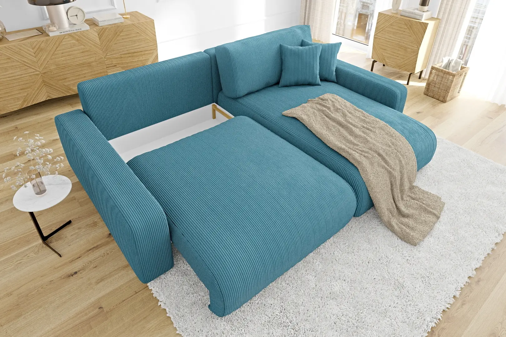 Canapea de colt Inspira Furniture Sara SF Right Lincoln 75 (Turquoise)