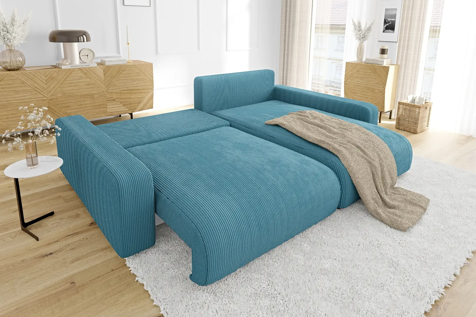 Canapea de colt Inspira Furniture Sara SF Right Lincoln 75 (Turquoise)