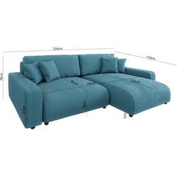 Canapea de colt Inspira Furniture Sara SF Right Lincoln 75 (Turquoise) Thumb