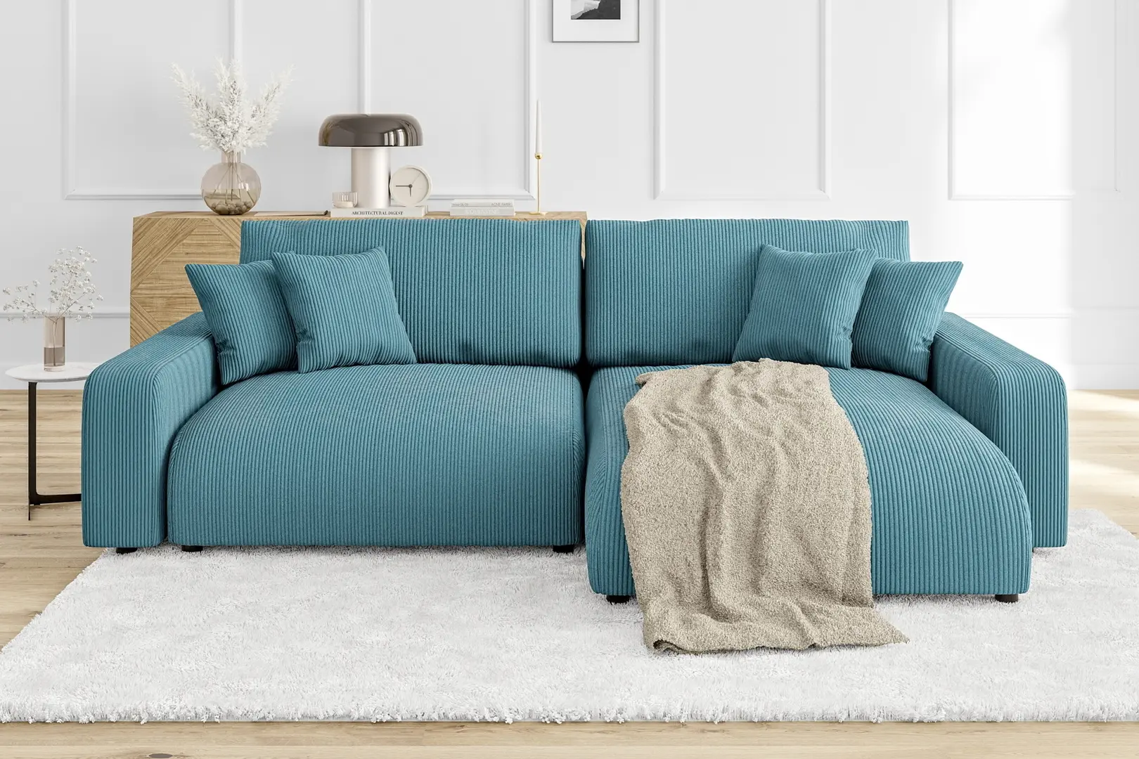 Canapea de colt Inspira Furniture Sara SF Right Lincoln 75 (Turquoise)