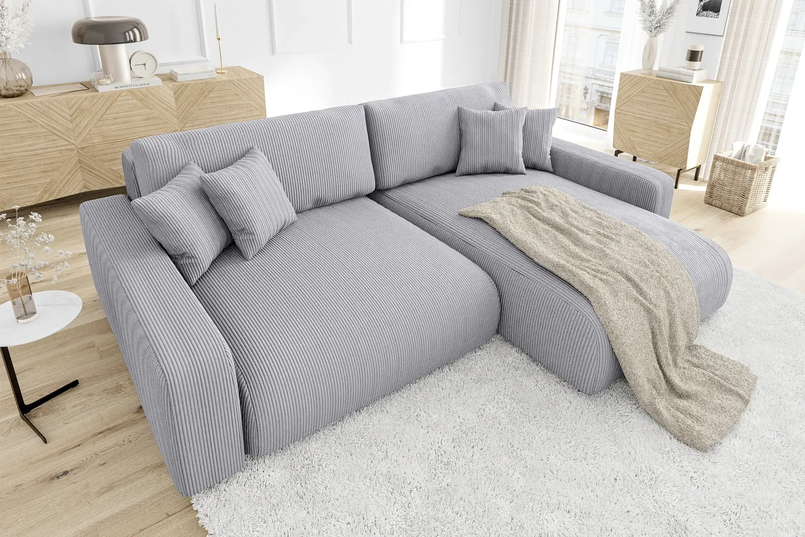 Диван угловой Inspira Furniture Sara SF Right Lincoln 86 (Grey)