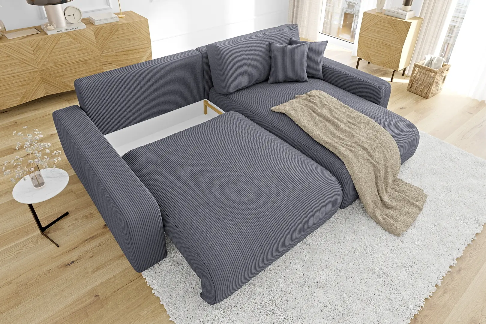 Canapea de colt Inspira Furniture Sara SF Right  Lincoln 90 (Dark Grey)