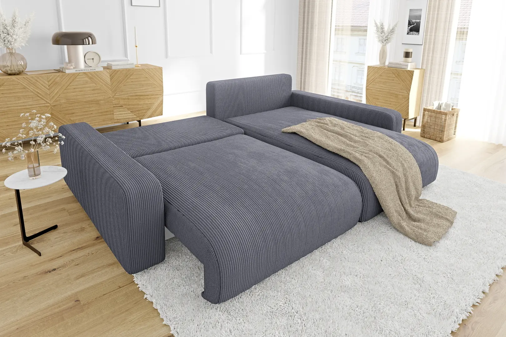 Canapea de colt Inspira Furniture Sara SF Right  Lincoln 90 (Dark Grey)