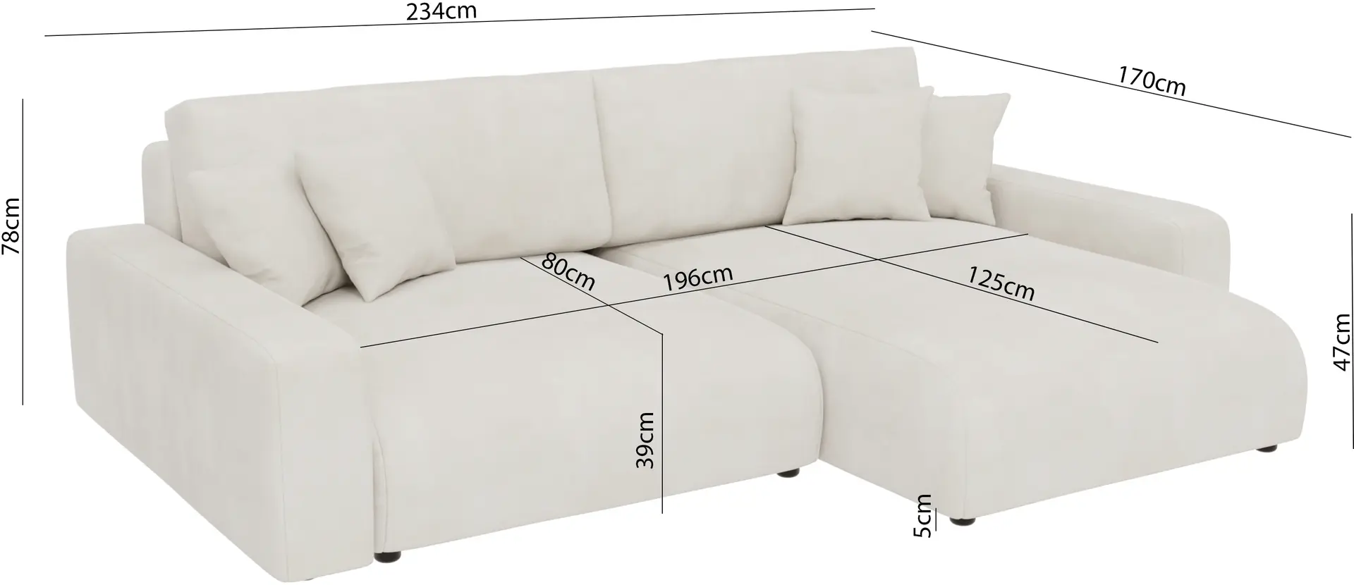 Canapea de colt Inspira Furniture Sara SF Right  Pretty 05 (Cream)