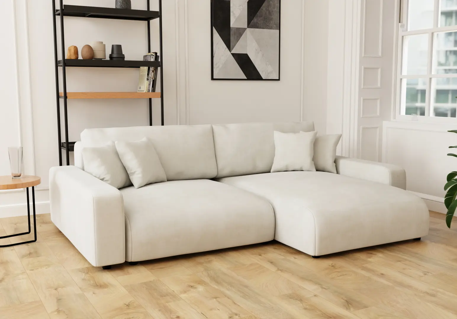 Canapea de colt Inspira Furniture Sara SF Right  Pretty 05 (Cream)