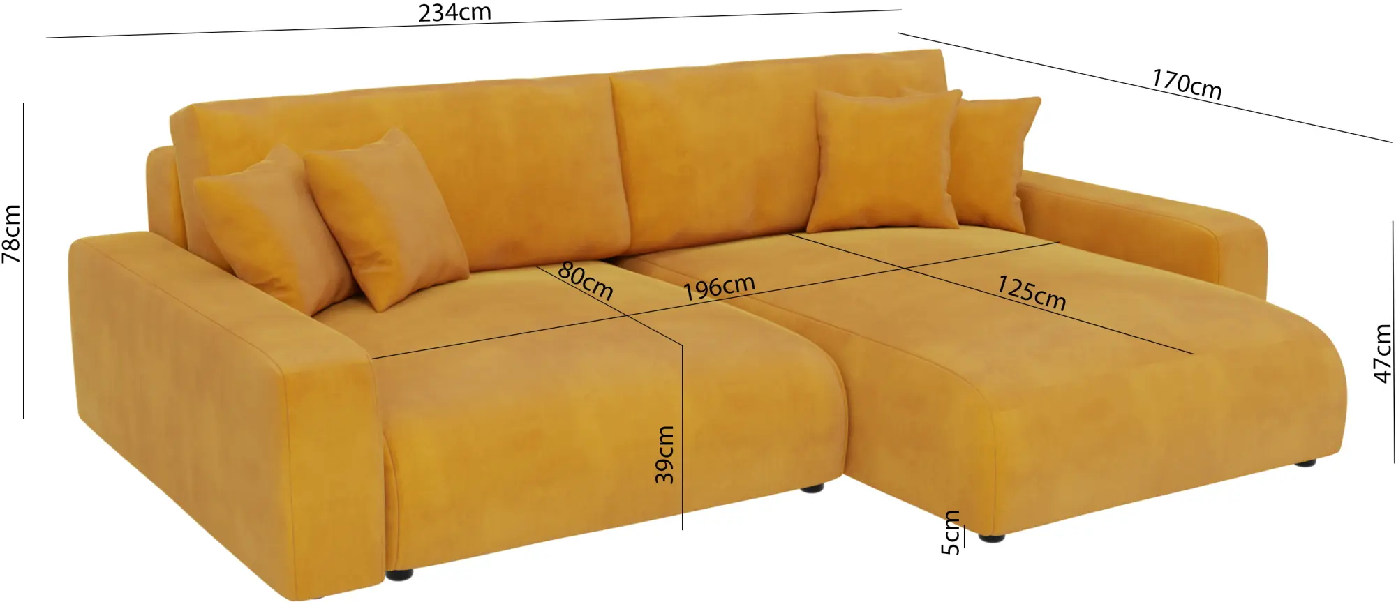 Диван угловой Inspira Furniture Sara SF Right Pretty 10 (Yellow)