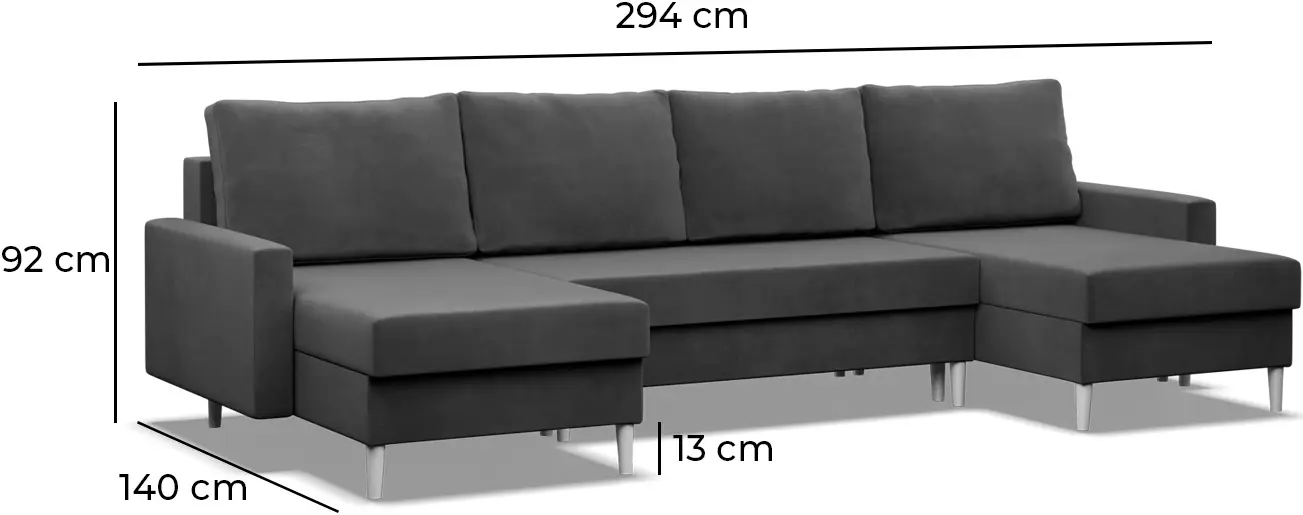 Canapea in forma de U Magnifico Meble Blank U Bonel Kronos 34 (Dark Grey)