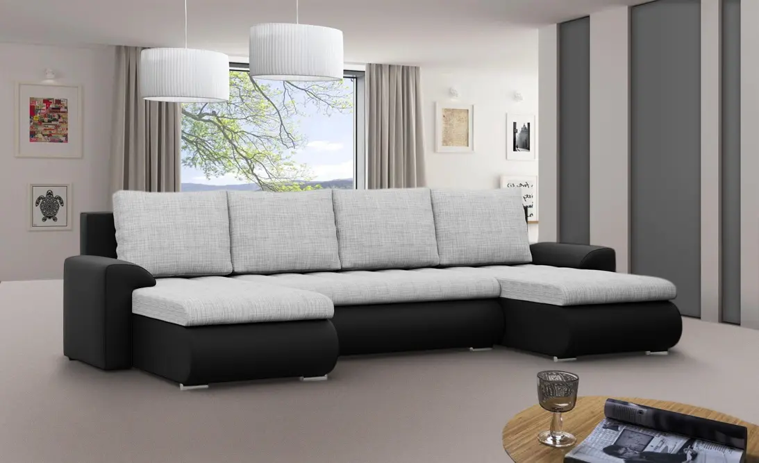 Canapea in forma de U Magnifico Meble Foresta ULL Lawa 09/Real 11 (Light Grey/Black)