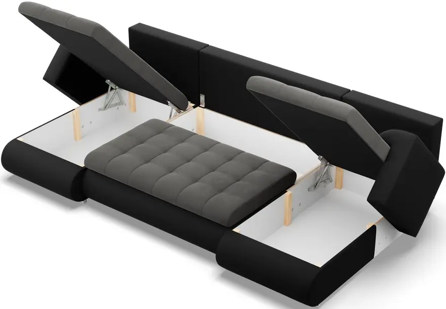Canapea in forma de U Magnifico Meble Foresta ULL Trinity 15/Real 11 (Dark Grey/Black)