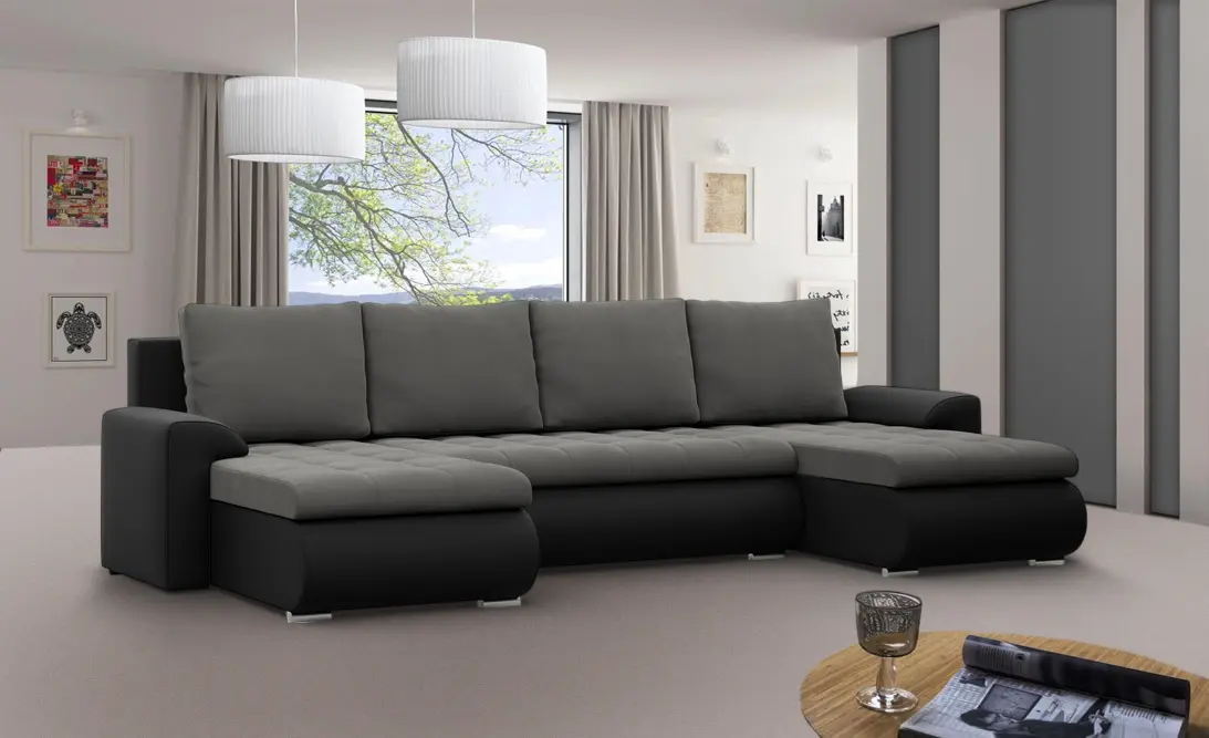 Canapea in forma de U Magnifico Meble Foresta ULL Trinity 15/Real 11 (Dark Grey/Black)