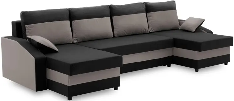 Canapea in forma de U Magnifico Meble Sparta Bonell Mikrofaza 15/Mikrofaza 27 (Black/Grey)