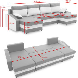 Canapea in forma de U Magnifico Meble Sparta Bonell Mikrofaza 15/Mikrofaza 27 (Black/Grey) Thumb
