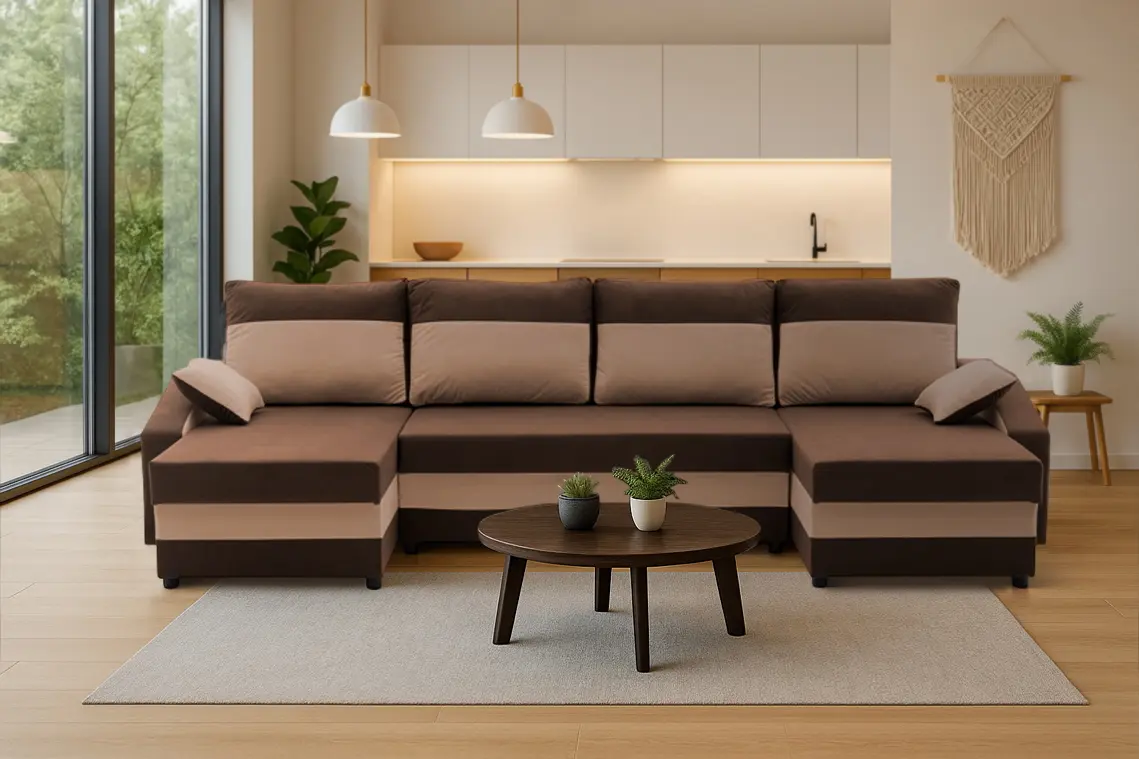 Диван П-образный Magnifico Meble Sparta Bonell Mikrofaza 20/Mikrofaza 05 (Brown/Beige)