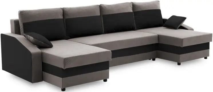 Canapea in forma de U Magnifico Meble Sparta Bonell Mikrofaza 27/Mikrofaza 15 (Grey/Black)