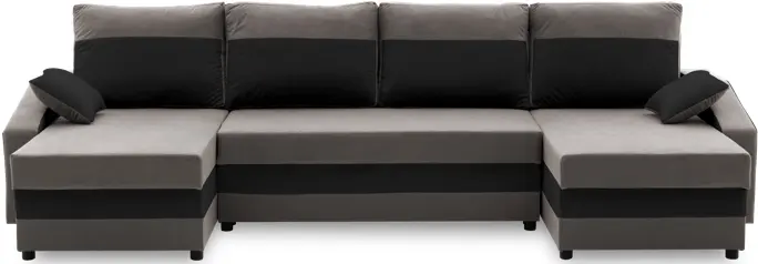 Canapea in forma de U Magnifico Meble Sparta Bonell Mikrofaza 27/Mikrofaza 15 (Grey/Black)