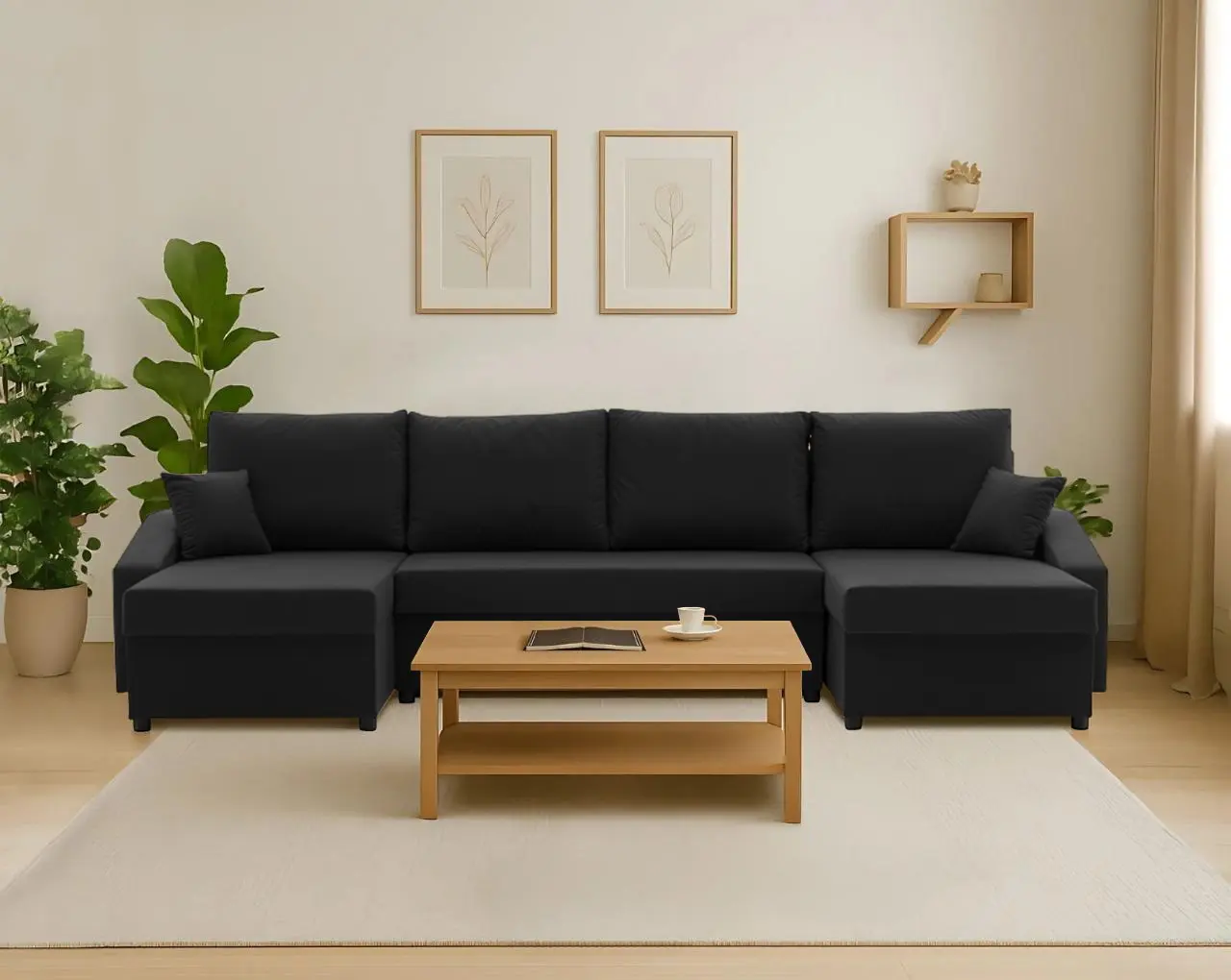 Canapea in forma de U Magnifico Meble Sparta Plus Mikrofaza 15 (Black)