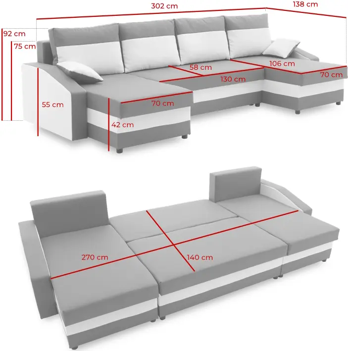 Canapea in forma de U Magnifico Meble Sparta Plus Mikrofaza 20 (Brown)