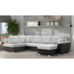 Canapea in forma de U Magnifico Meble Vegas 315/190 Lawa 09/Real 11 Left (Light Dark Grey/Black)