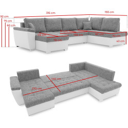 Canapea in forma de U Magnifico Meble Vegas 315/190 Lawa 09/Real 11 Left (Light Dark Grey/Black) Thumb