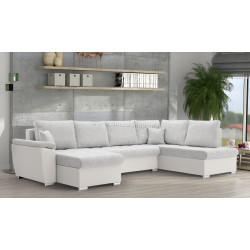 Canapea in forma de U Magnifico Meble Vegas 315/190 Lawa 09/Real 17 Right (Light Dark Grey/White)