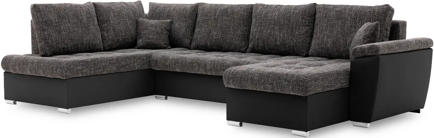 Canapea in forma de U Magnifico Meble Vegas 315/190 Lawa 17/Real 11 Left (Dark Grey/Black)