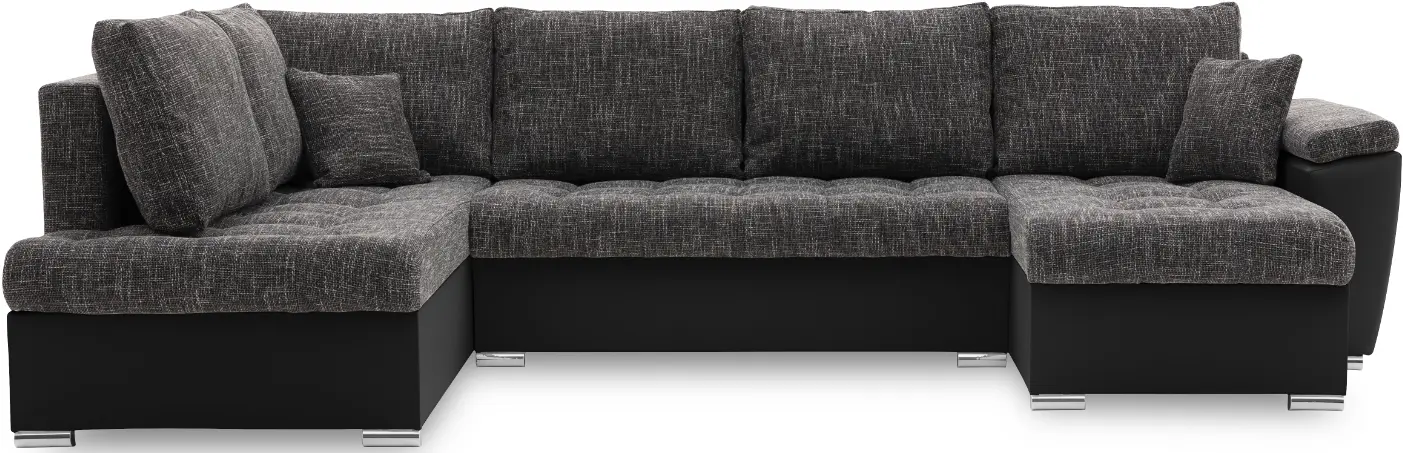 Canapea in forma de U Magnifico Meble Vegas 315/190 Lawa 17/Real 11 Left (Dark Grey/Black)