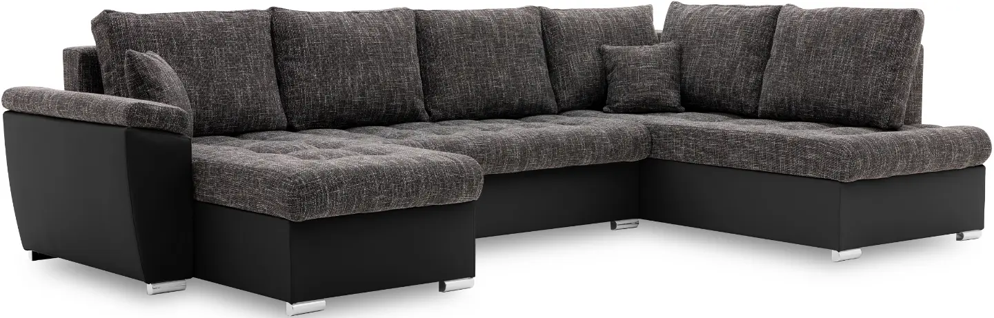 Canapea in forma de U Magnifico Meble Vegas 315/190 Lawa 17/Real 11 Right (Dark Grey/Black)