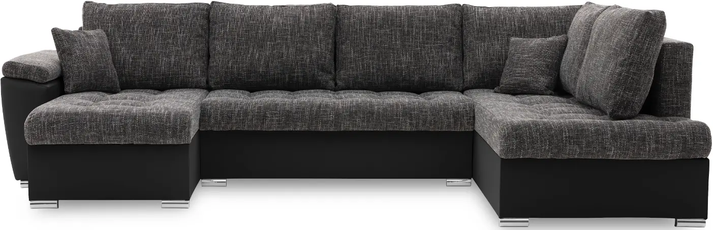 Canapea in forma de U Magnifico Meble Vegas 315/190 Lawa 17/Real 11 Right (Dark Grey/Black)