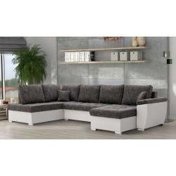 Canapea in forma de U Magnifico Meble Vegas 315/190 Lawa 17/Real 17 Left (Dark Grey/White)