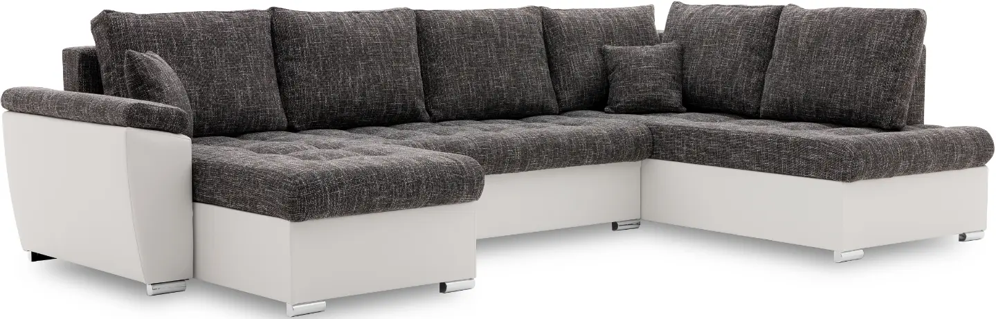 Canapea in forma de U Magnifico Meble Vegas 315/190 Lawa 17/Real 17 Right (Dark Grey/White)