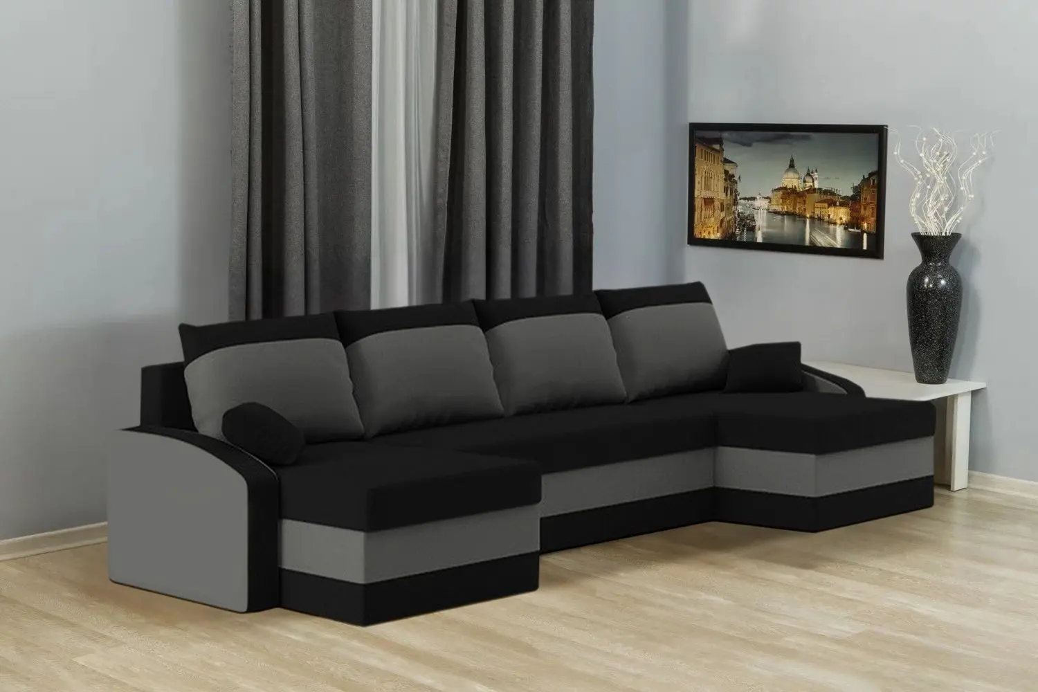 Canapea in forma de U Magnifico Sparta Foam Mikro 15/Mikro 27 (Black/Grey)