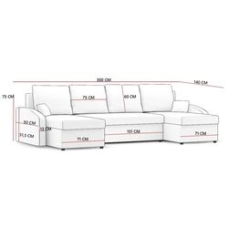 Canapea in forma de U Magnifico Sparta Foam Shelf Left Mikro 27/Mikro 31 (Grey/White) Thumb