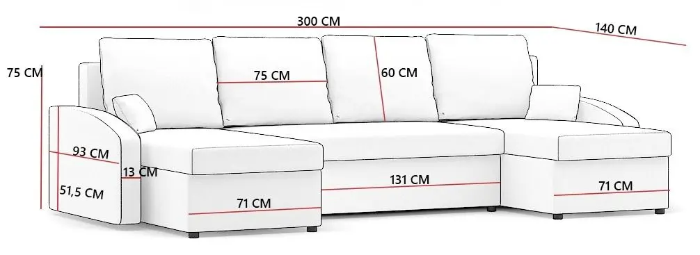 Canapea in forma de U Magnifico Sparta Foam Shelf Left Mikro 27/Mikro 31 (Grey/White) - 2