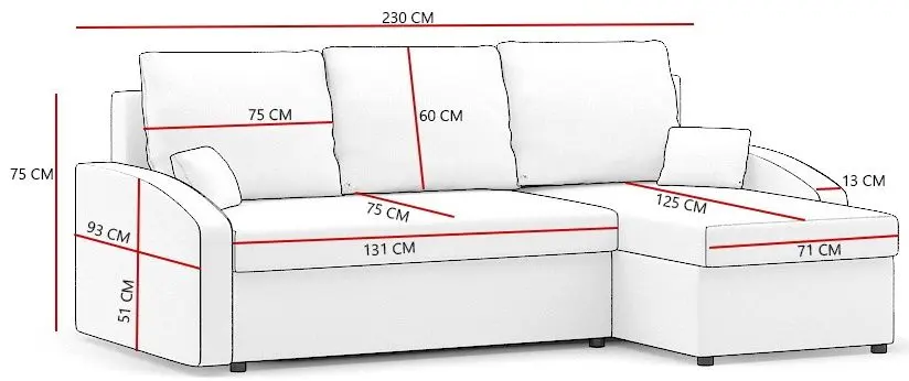 Canapea de colt Magnifico Hewlet Foam Mikro 27/Mikro 15 (Grey/Black) - 6