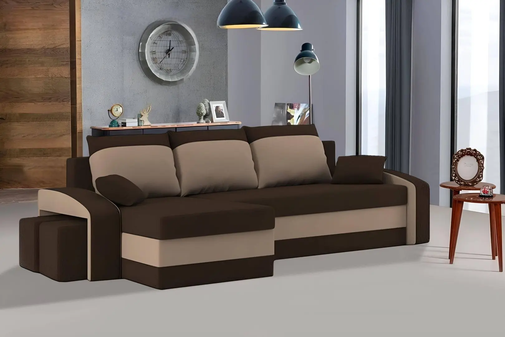Canapea de colt Magnifico Hewlet Foam Pouffe Left Mikro 20/Mikro 05 (Brown/Cappuccino)