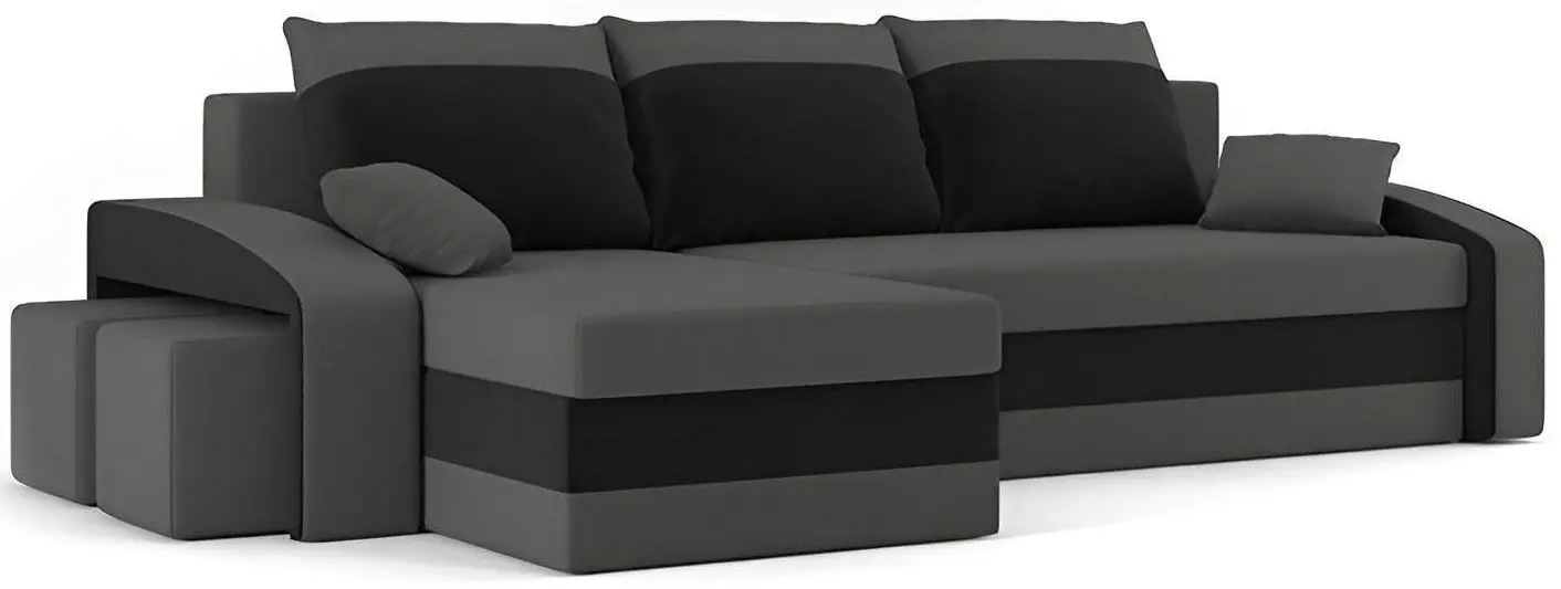 Canapea de colt Magnifico Hewlet Foam Pouffe Left Mikro 27/Mikro 15 (Grey/Black) - 3