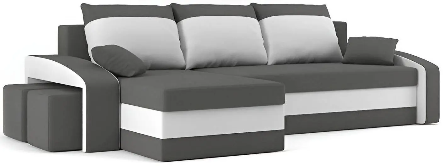 Canapea de colt Magnifico Hewlet Foam Pouffe Left Mikro 27/Mikro 31 (Grey/White) - 3