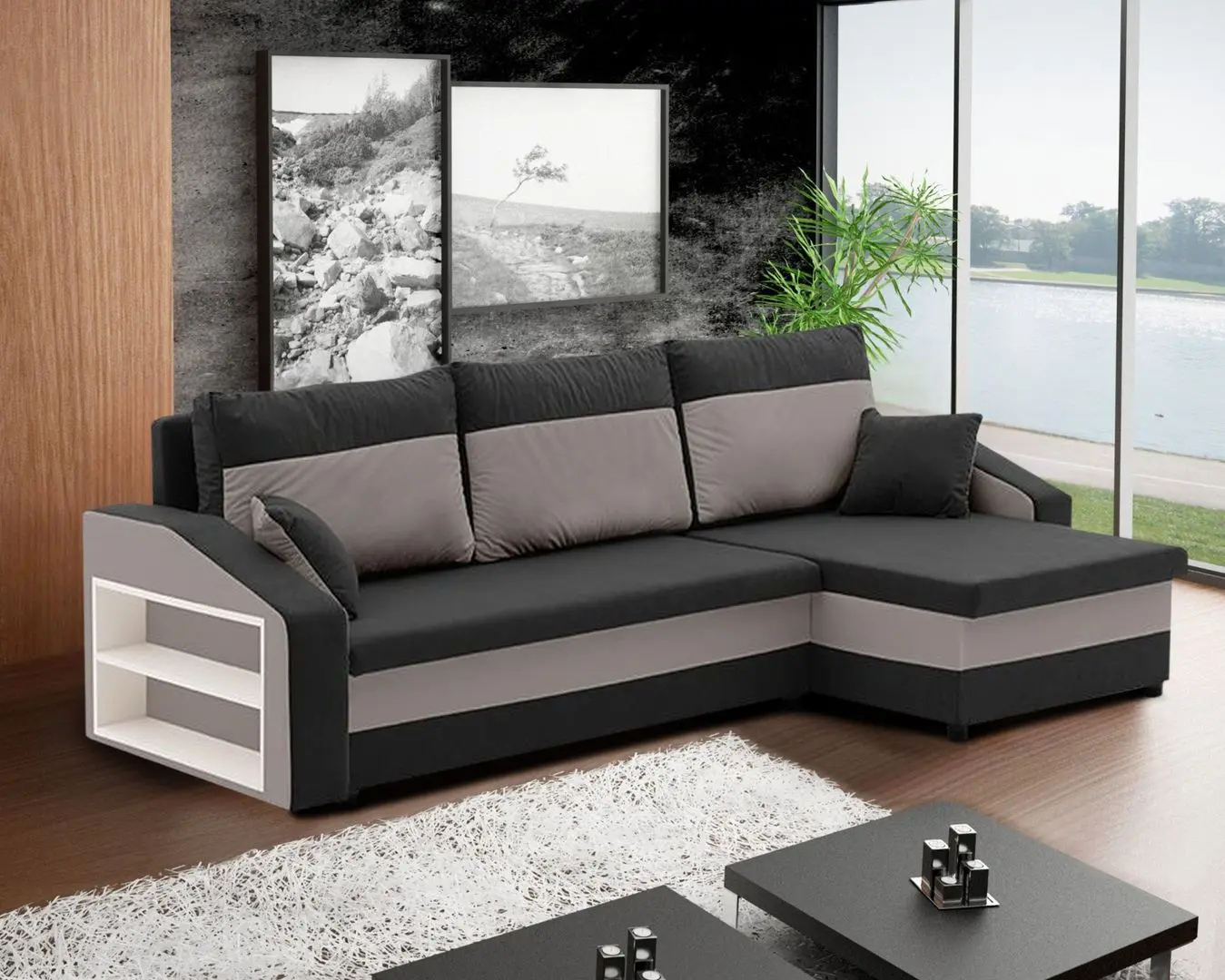 Диван угловой Magnifico Hewlet Foam Shelf Left Mikro 15/Mikro 27 (Black/Grey)