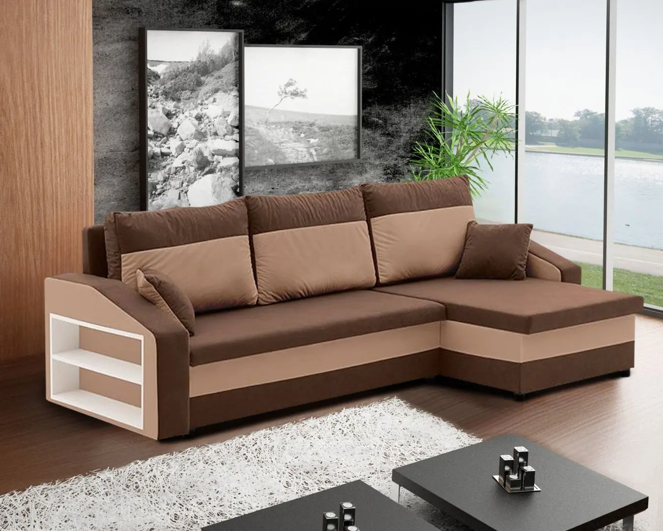 Canapea de colt Magnifico Hewlet Foam Shelf Left Mikro 20/Mikro 05 (Brown/Cappuccino)